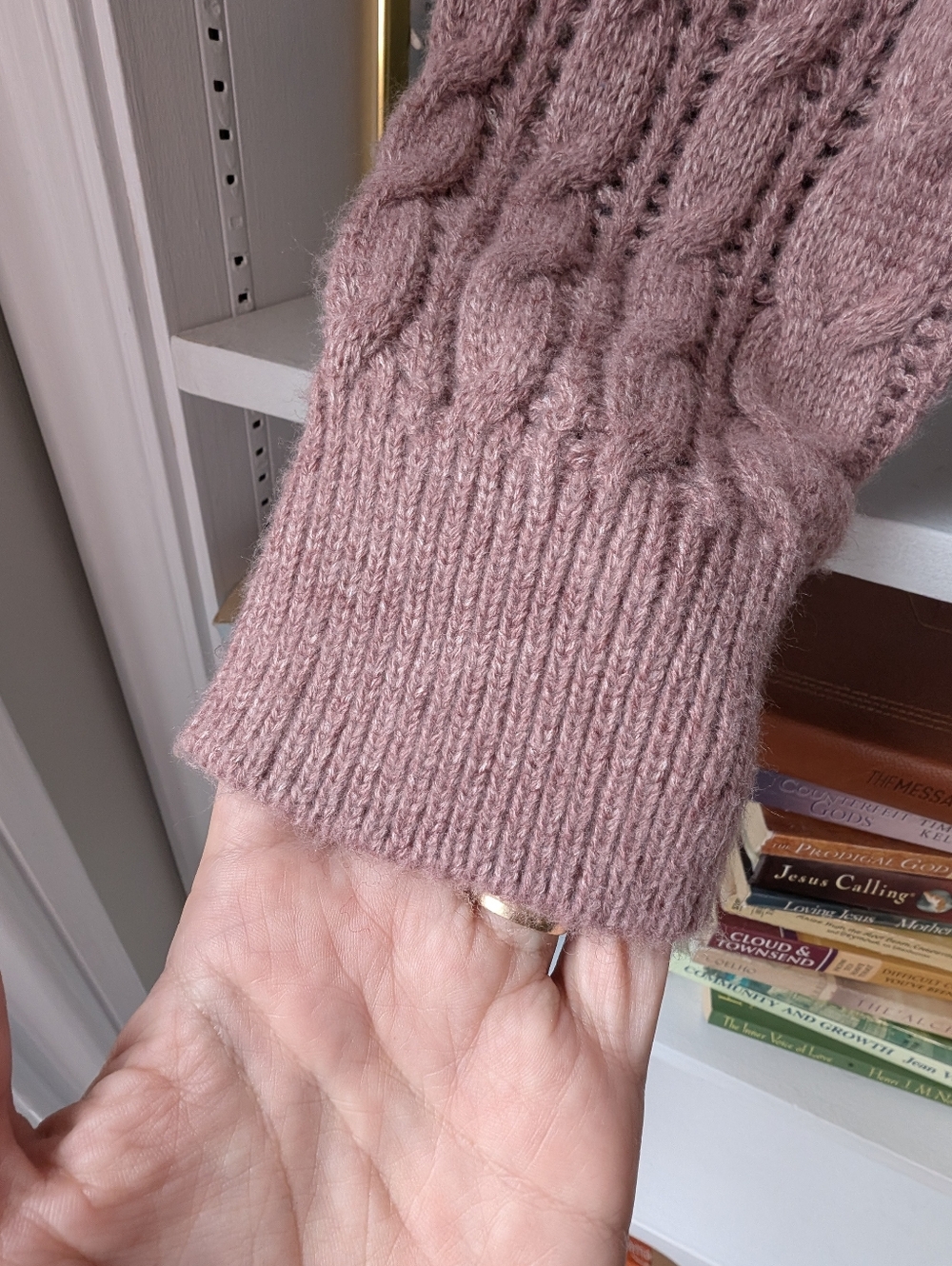 Mexx Women's Dusty Rose Cable Knit Sweater Bobbles Size Small Cozy Soft Girl - Picture 3 of 7